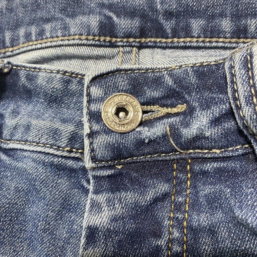 CR7 Cristiano Ronaldo Mens Distressed Blue Denim Tapered Jeans 32x30 Button‎ Fly